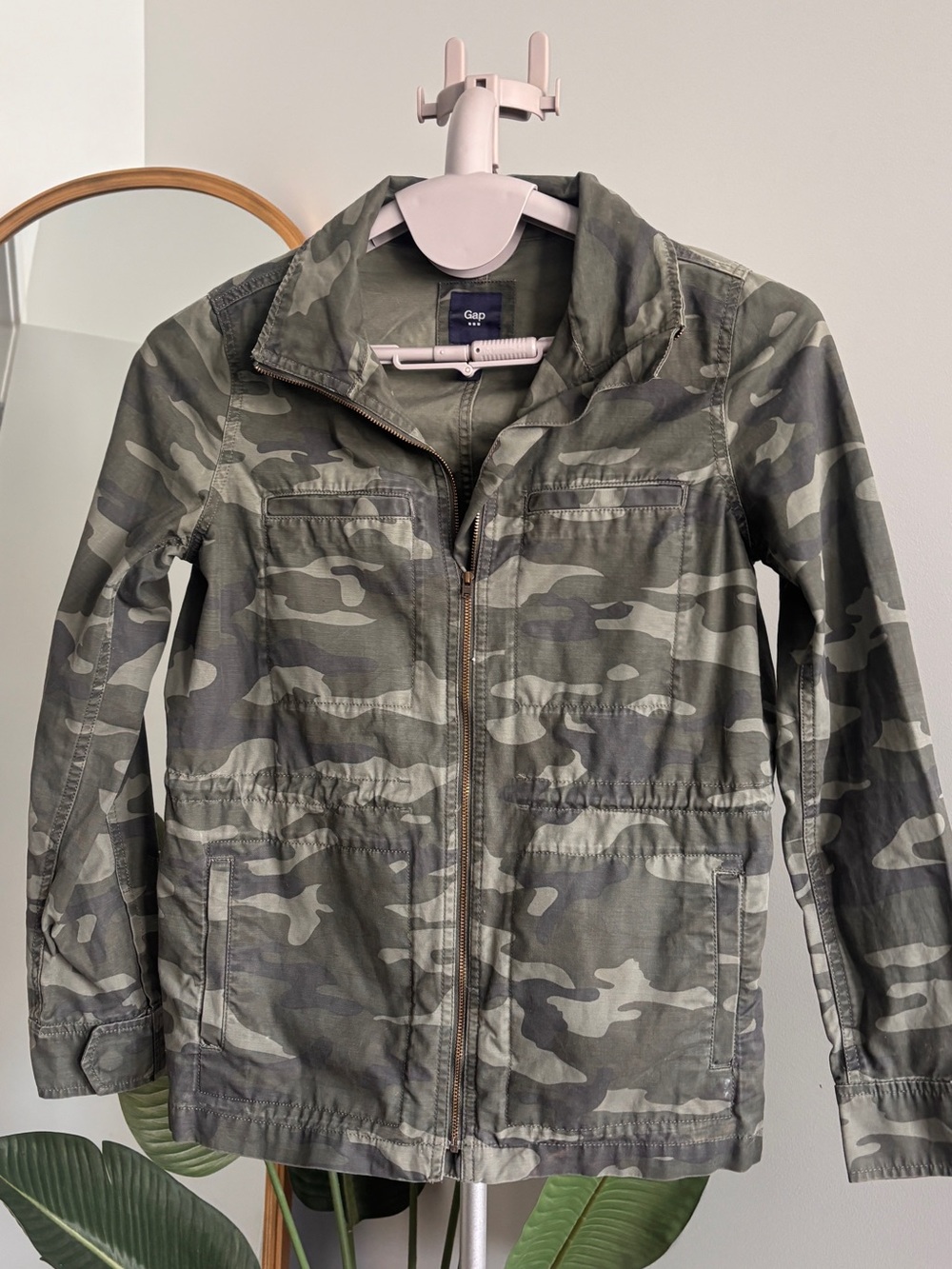 GAP Olive Green Camo Zip-Front Utility Jacket